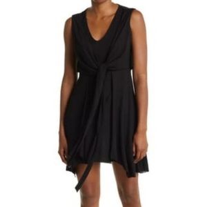 All Saints Black Jersey Tie Front Jayda Dress
